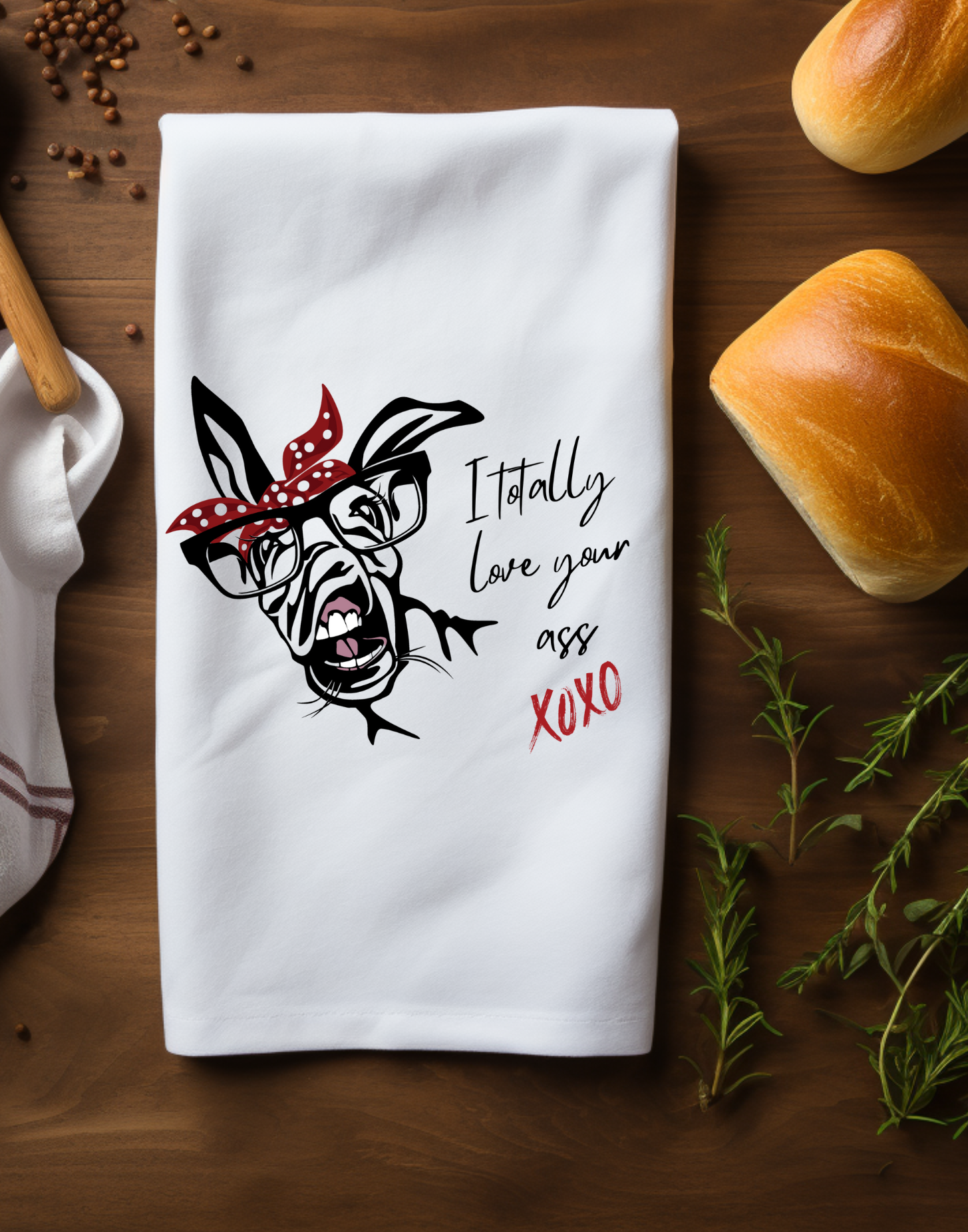 Kissing Cow or Donkey - Flour Sack Towel