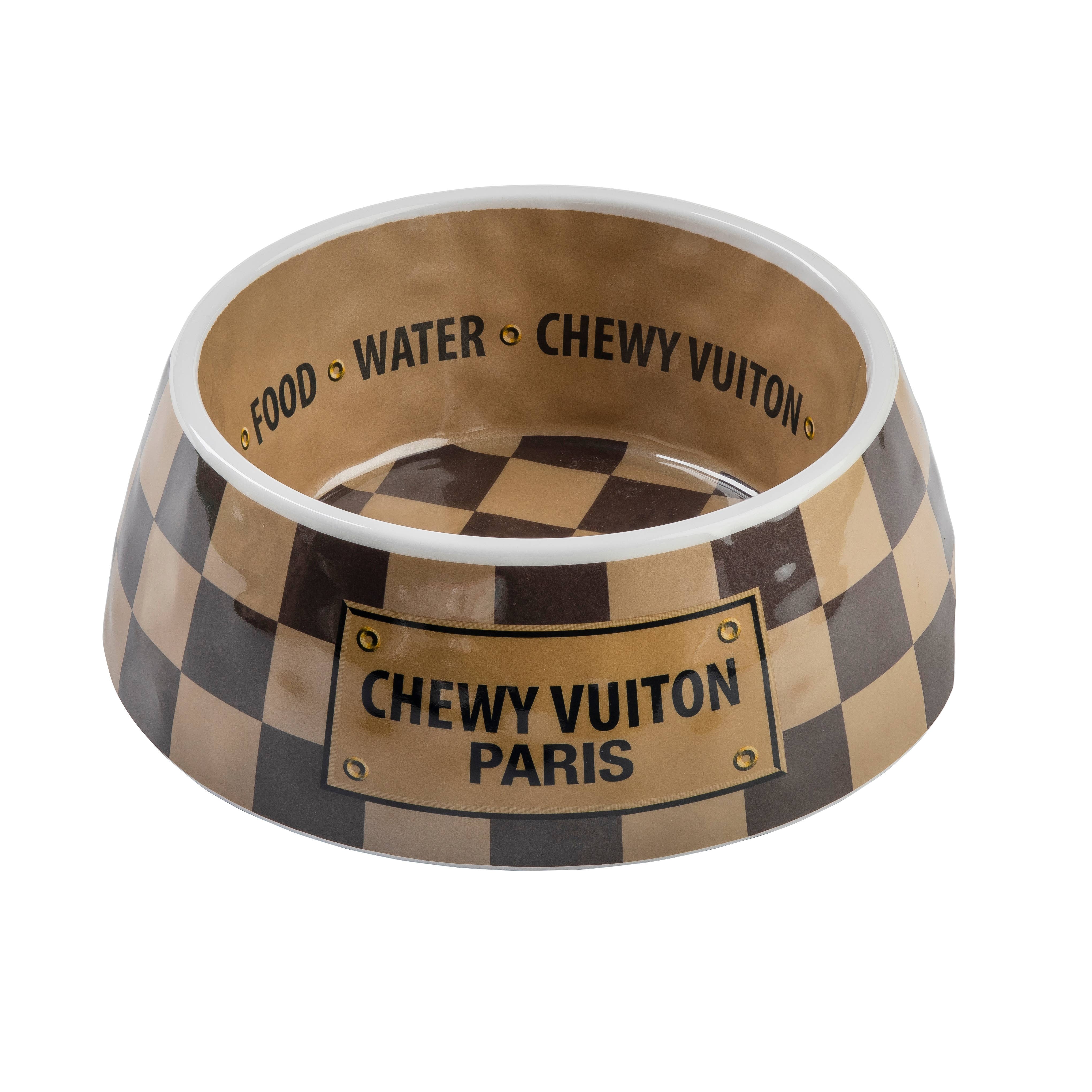 "Chewy Vuiton" Pet Bowl - Brown