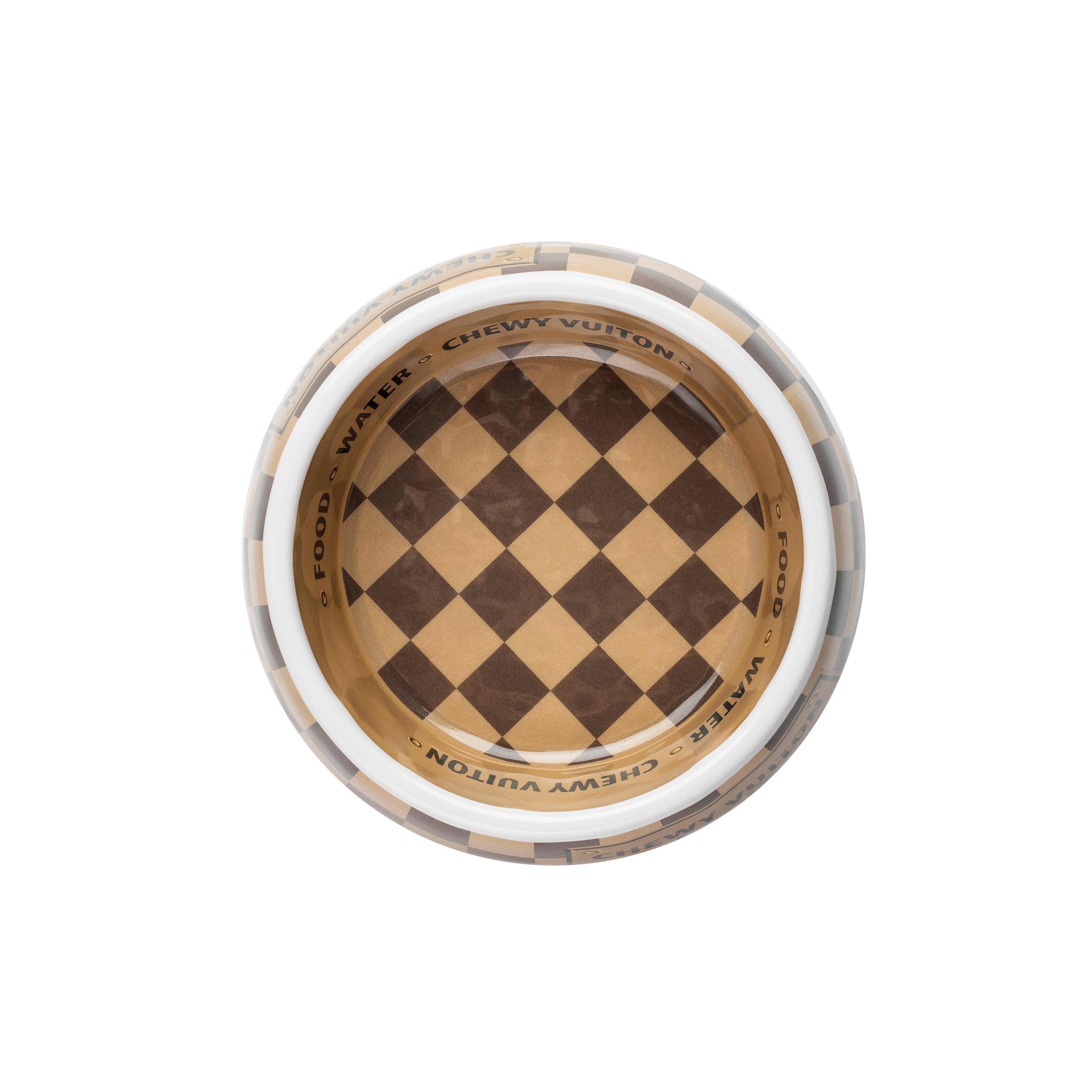 "Chewy Vuiton" Pet Bowl - Brown