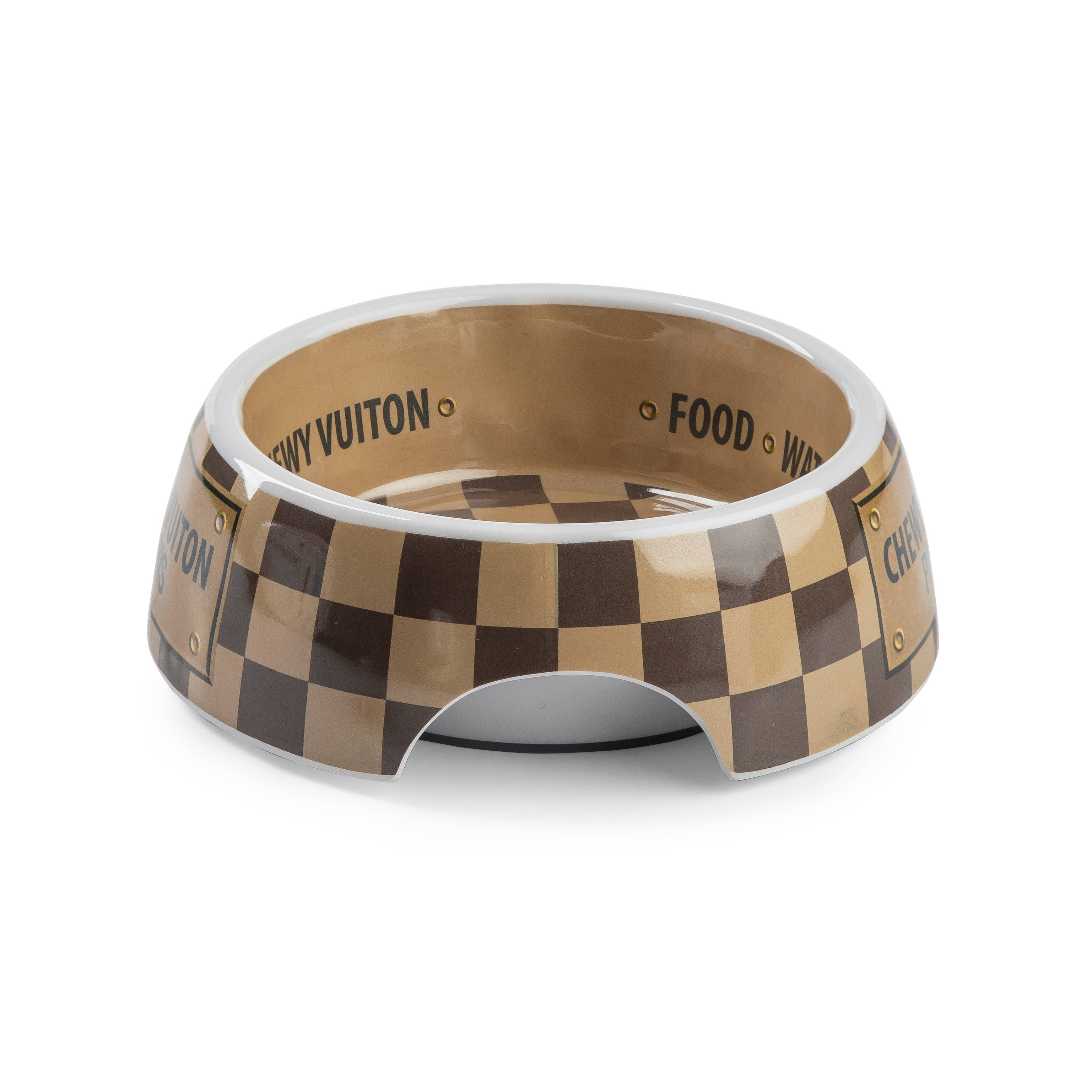 "Chewy Vuiton" Pet Bowl - Brown