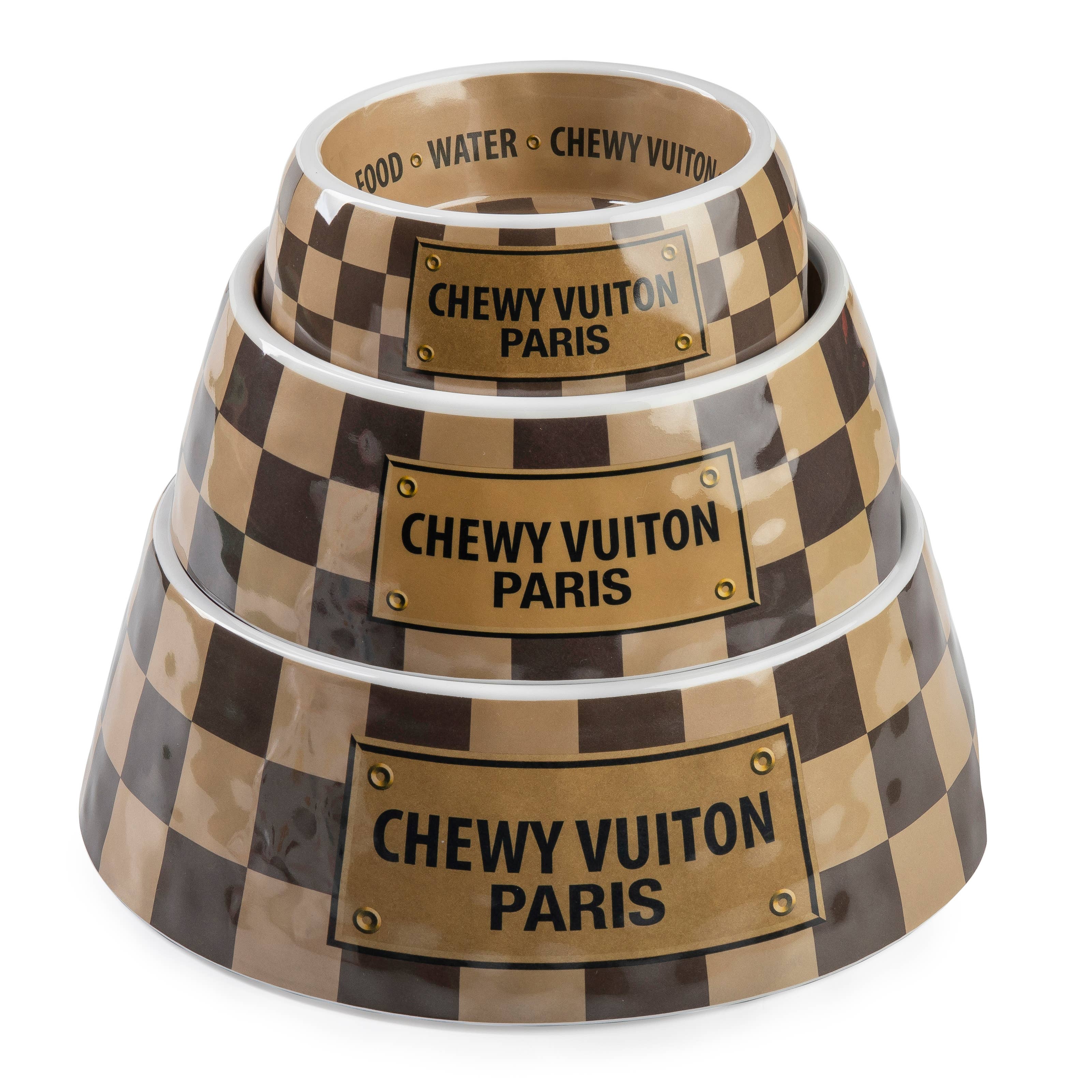 "Chewy Vuiton" Pet Bowl - Brown