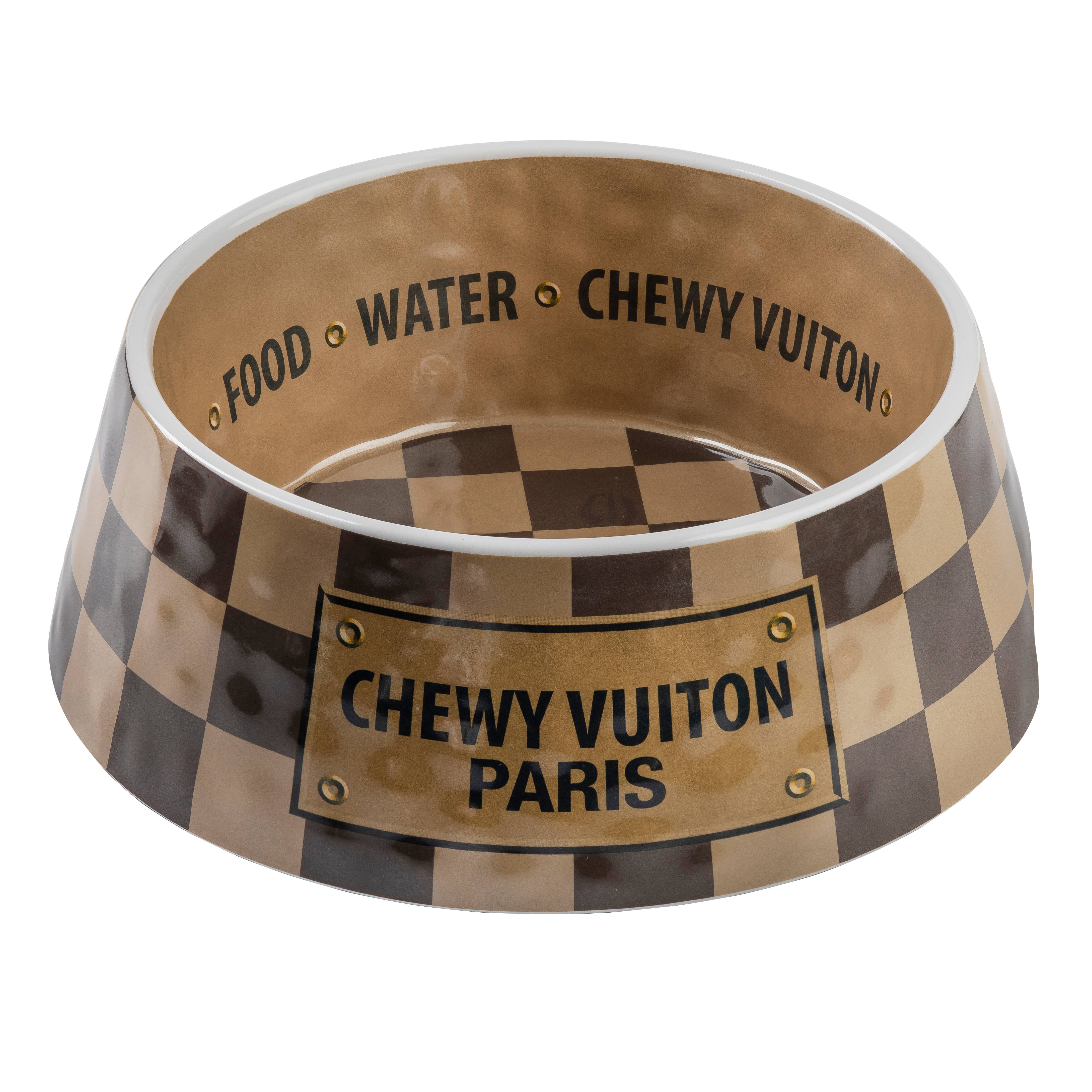 "Chewy Vuiton" Pet Bowl - Brown