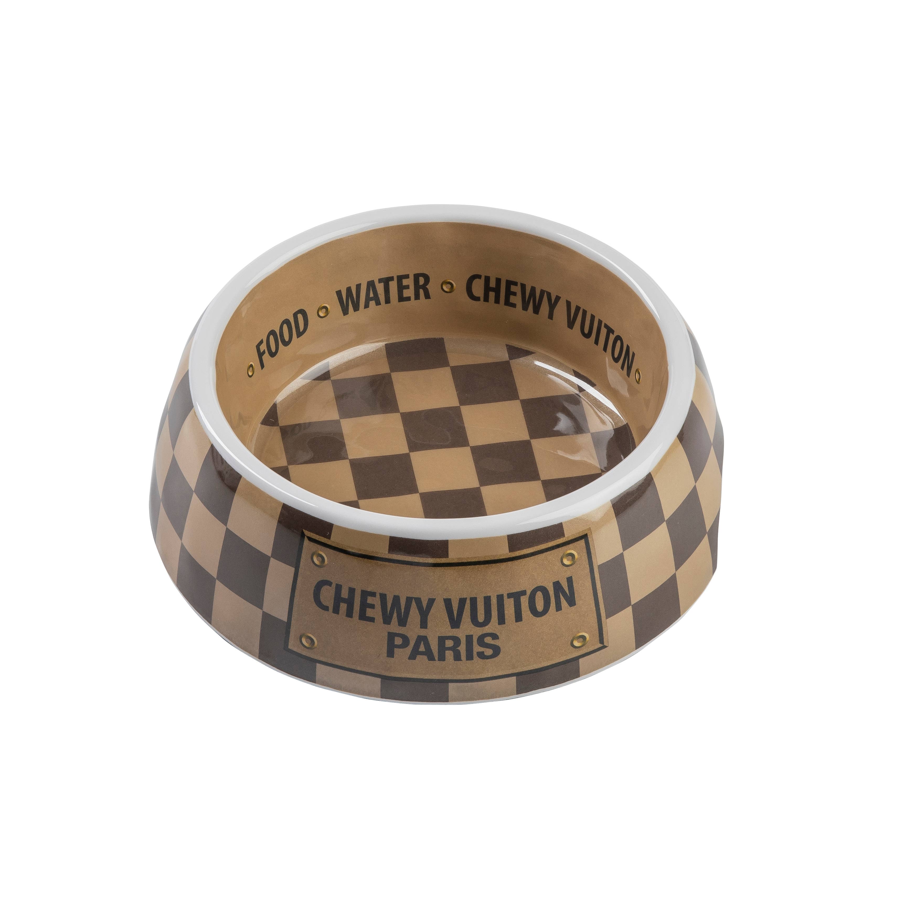 "Chewy Vuiton" Pet Bowl - Brown