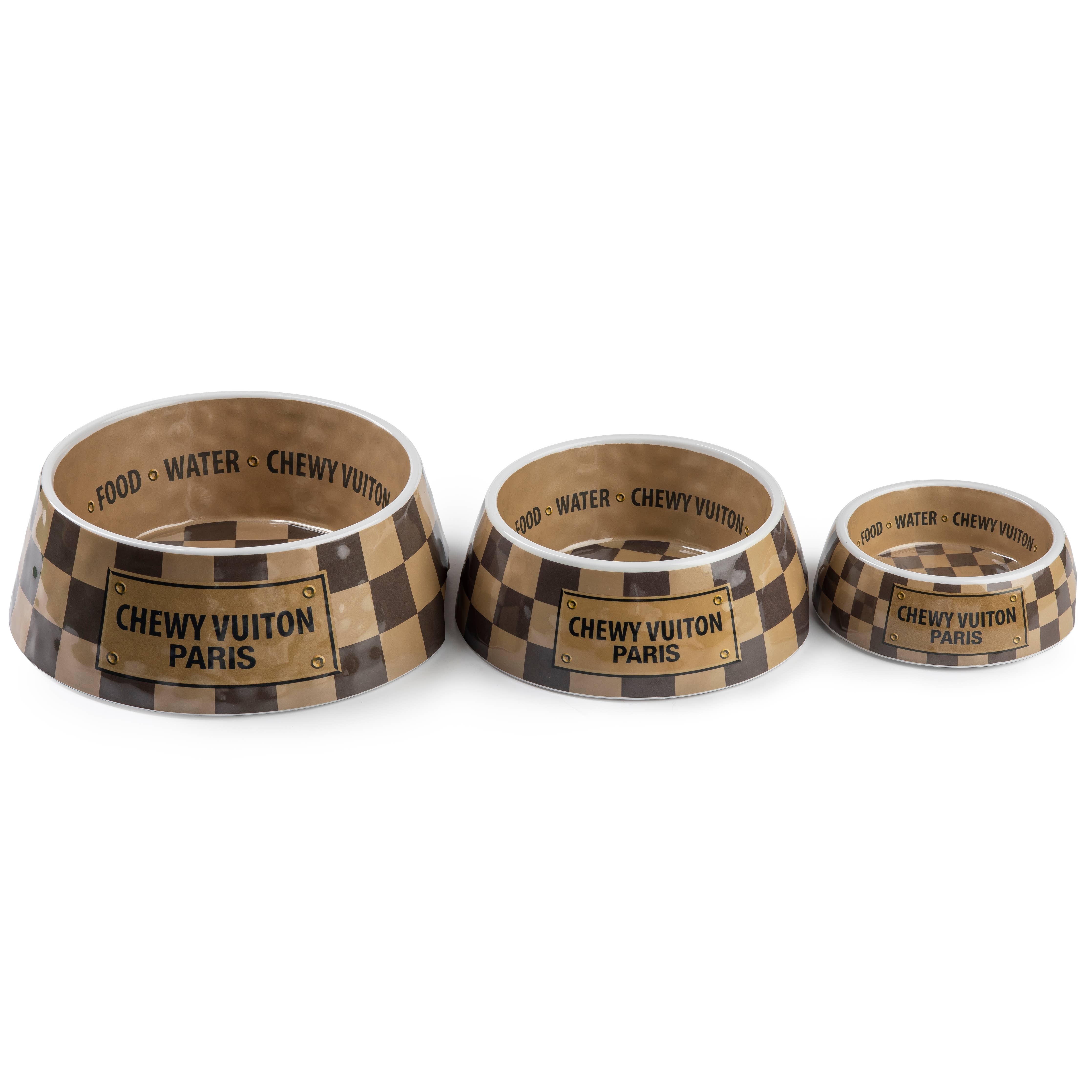 "Chewy Vuiton" Pet Bowl - Brown