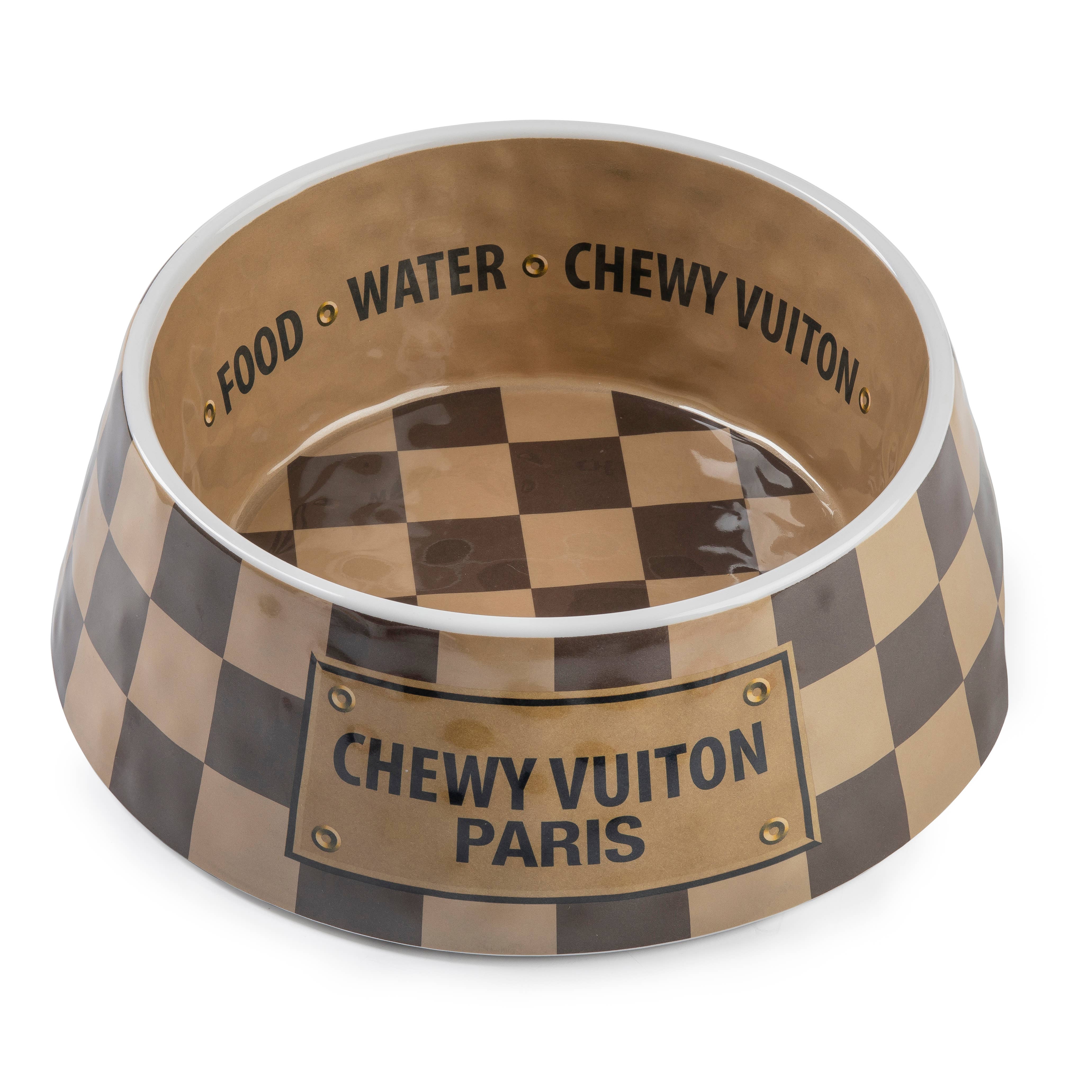 "Chewy Vuiton" Pet Bowl - Brown