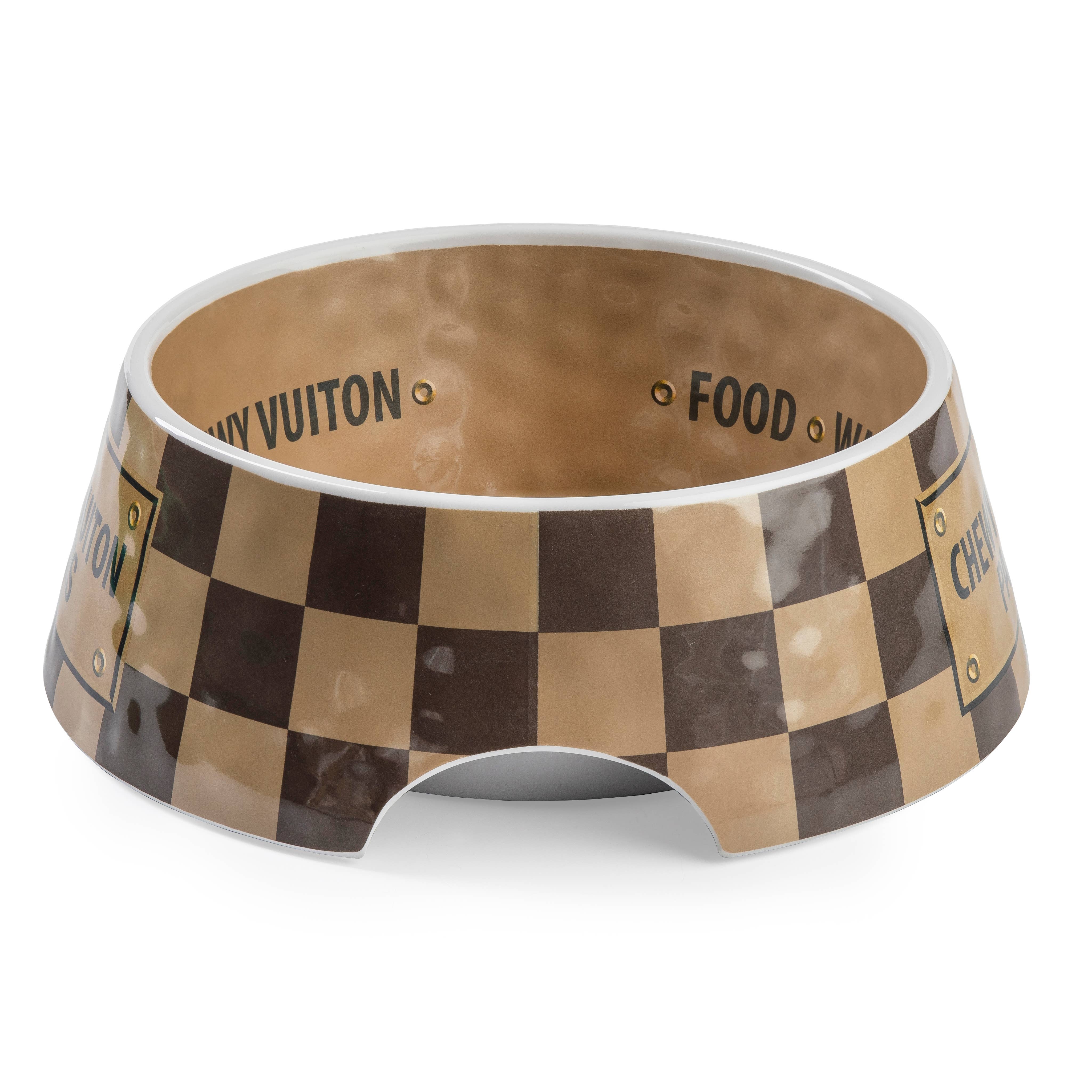 "Chewy Vuiton" Pet Bowl - Brown