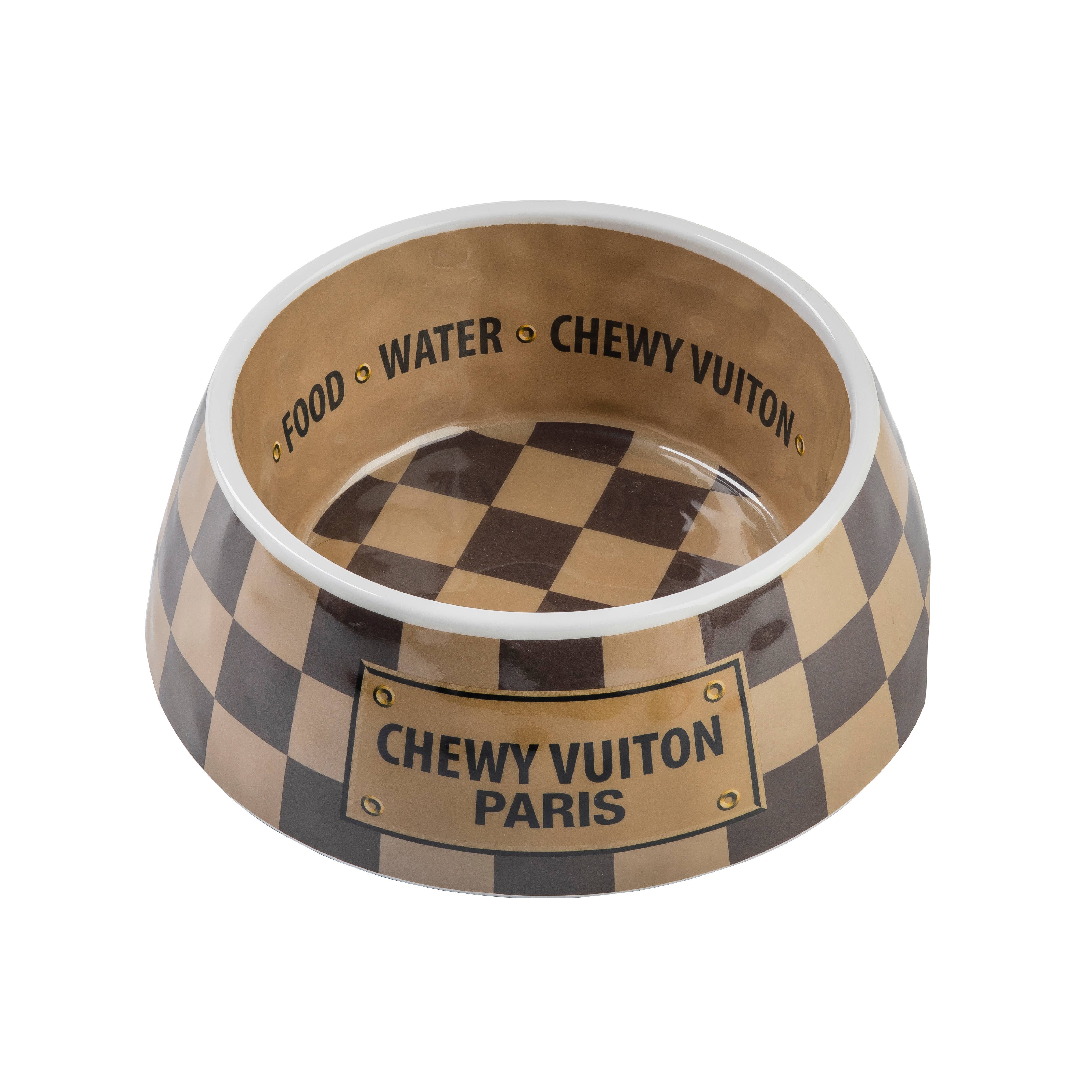 "Chewy Vuiton" Pet Bowl - Brown