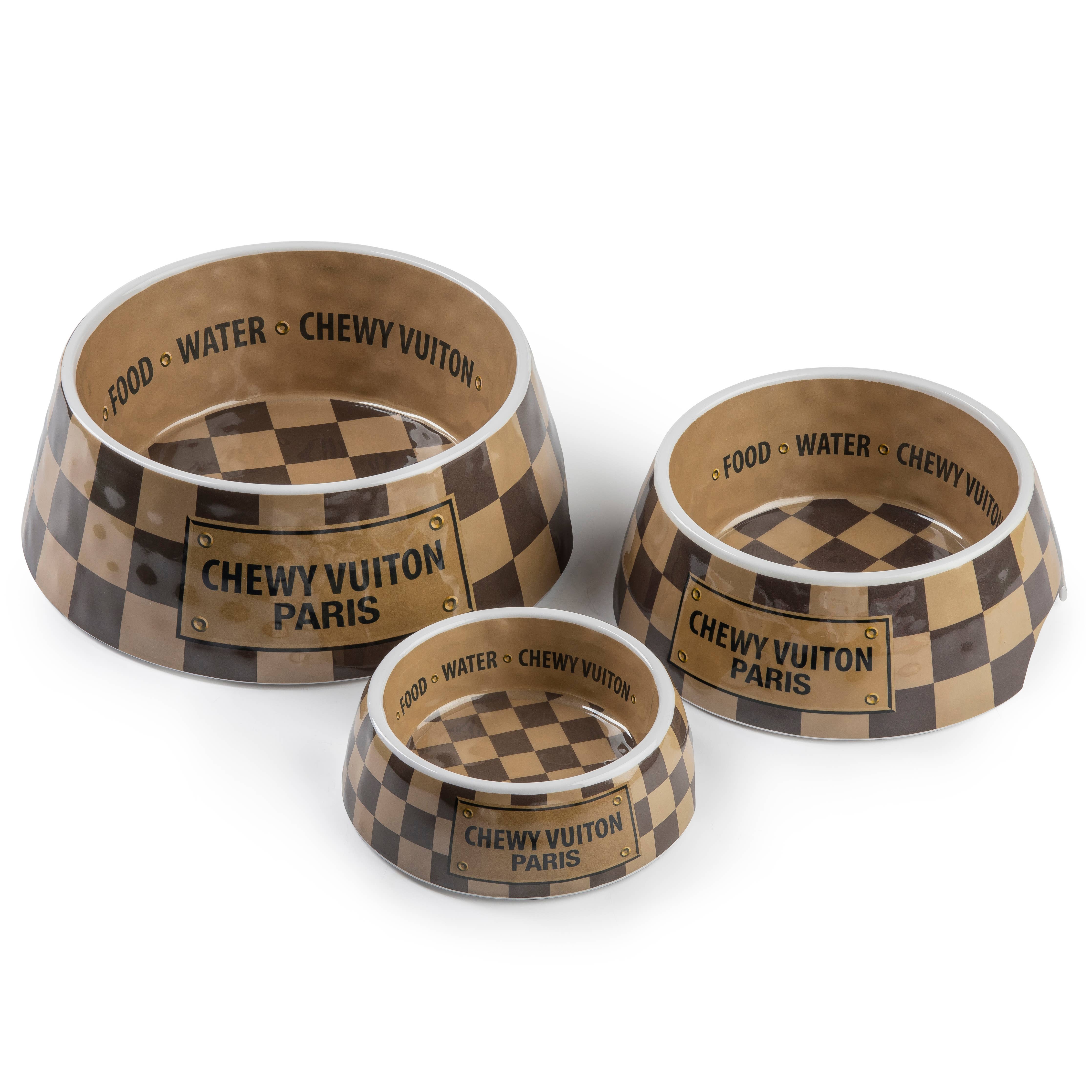 "Chewy Vuiton" Pet Bowl - Brown